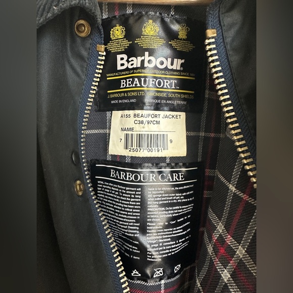 Barbour Beaufort Wax Jacket Black A155 Mens medium - Picture 7 of 16